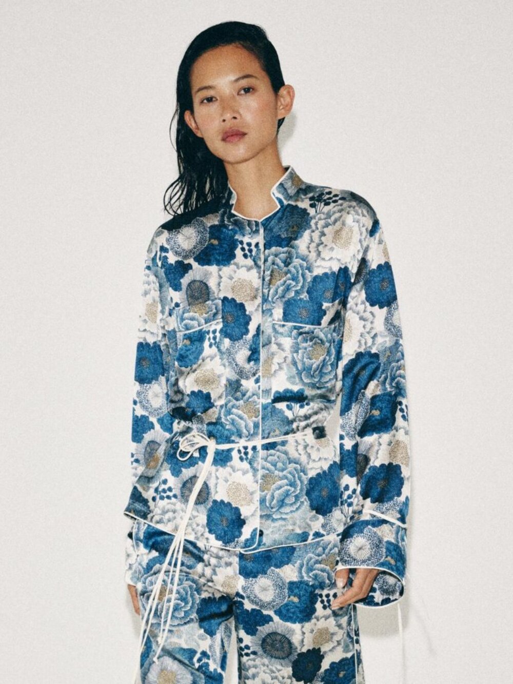ZARA ZW Collection Floral Shirt – Blue – New With Tags, Small